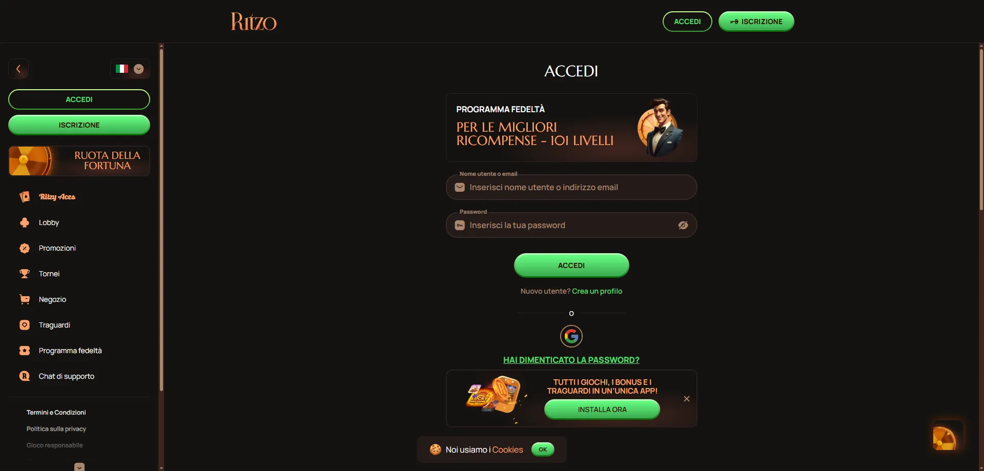 Ritzo Casino bonus di benvenuto 300 free spin offerta 2026